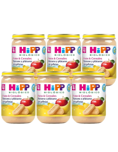 Pack 6 Tarritos Bio Manzana Plátano y Galletas Hipp 190g