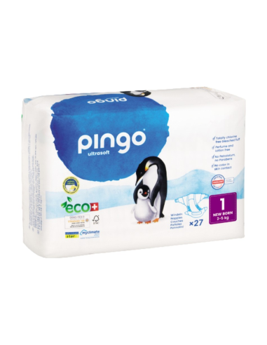 Pañales T1 Recien Nacido 2-5 Kg Bio, 27 Uds de Pingo