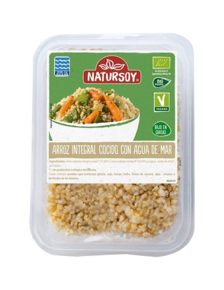 Arroz integral, cocinado con agua de mar