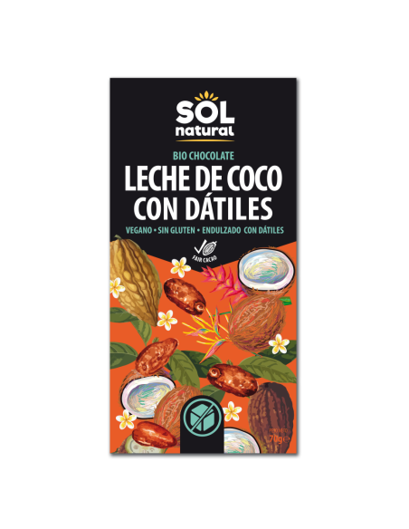 Tableta Chocolate Con Leche De Coco Y Dátiles Bio 70 g  de Solnatural
