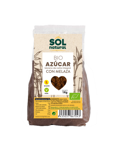 Azúcar Moreno De Caña Integral Con Melaza Bio 1 Kg  de Solnatural
