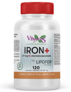 Iron + (microencapsulado) PRÓXIMO 120 Cápsulas Vegetales de Vbyotics
