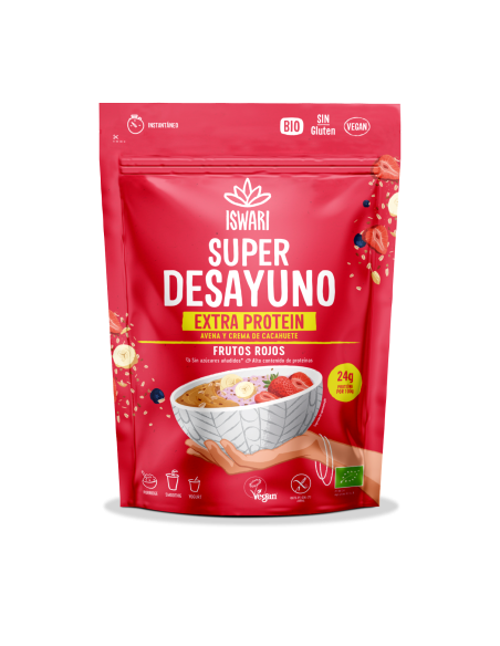 Super Desayuno Extra Protein Avena, Cacahuete y Frutos Rojos