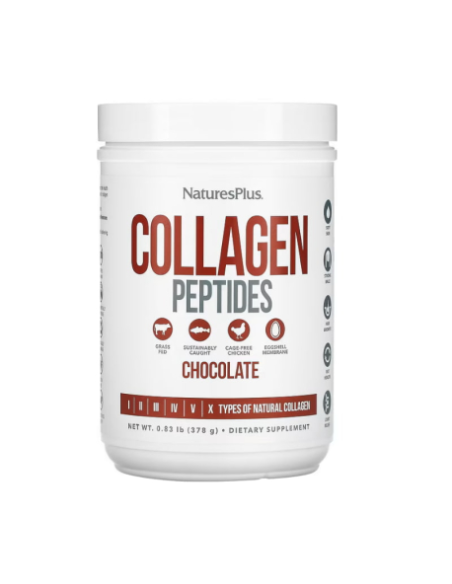 Collagen Peptides Chocolate 378 g Natures Plus  Piel y Salud