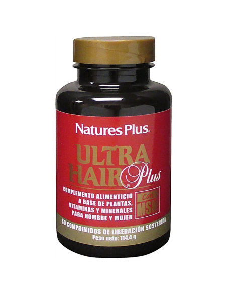 Ultra Hair Plus MSM 60 comp. Natures Plus para cabello fuerte
