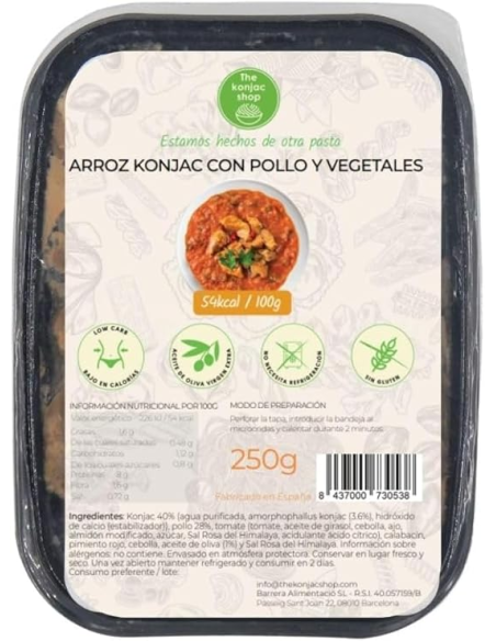 Arroz Konjac con Pollo y Vegetales 250g | The Konjac Shop