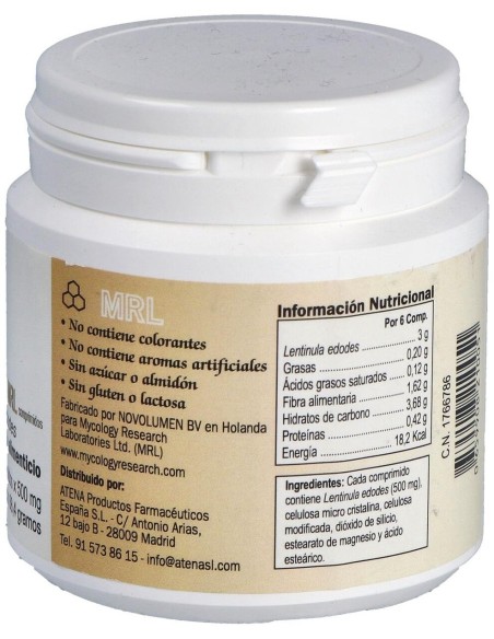 Shiitake-Mrl 90 Comprimidos de Atena