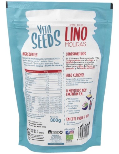 Vitaseeds Lino Molido Bio, 300 G de El Granero Integral