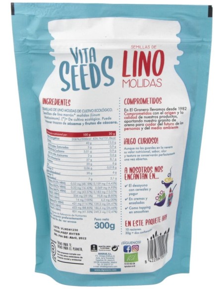 Vitaseeds Lino Molido Bio 300g - El Granero Natural