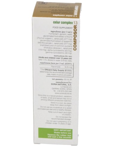 Composor 13 Oxiur Complex Xxi 50Ml. de Soria Natural