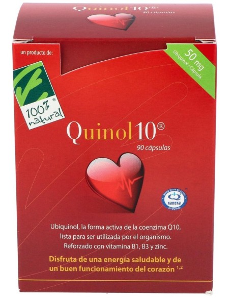 Quinol10®-50mg. 90. Caja con 90 cápsulas de 50mg de Ubiquinol (en blíster)