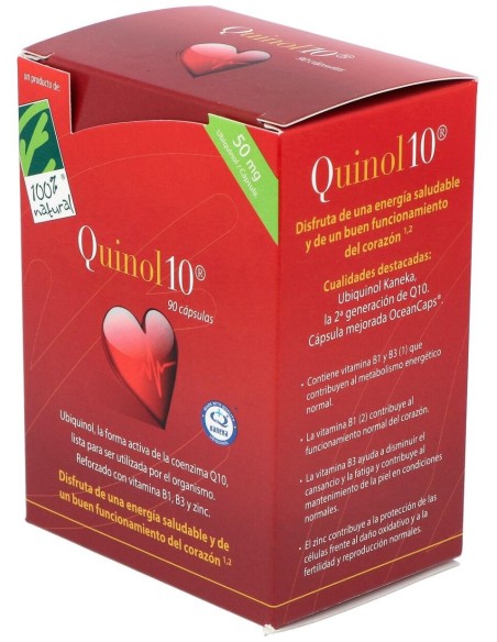 Quinol10®-50mg. 90. Caja con 90 cápsulas de 50mg de Ubiquinol (en blíster)