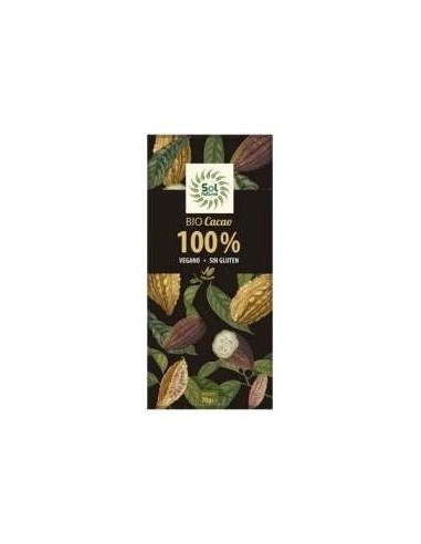 Tableta De Cacao Puro 100% Bio 70 G de Solnatural