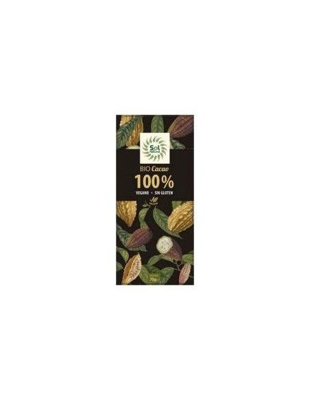 Tableta De Cacao Puro 100% Bio 70 G de Solnatural