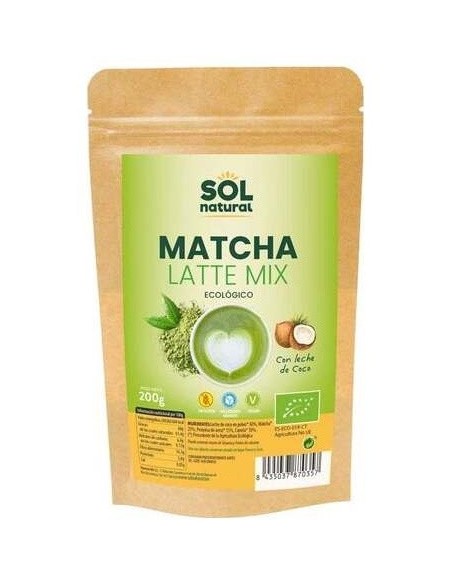 Matcha Latte Mix Bio 200g con Leche de Coco Solnatural